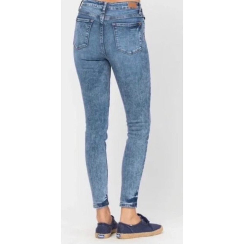Judy Blue Womens 5/27 Skinny Fit Acid Wash Blue Stretch Jeans JB88158 Retro Boho - Picture 3 of 13